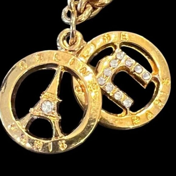 Celine Gold Chain Necklace with Double Pendant - Picture 4 of 7
